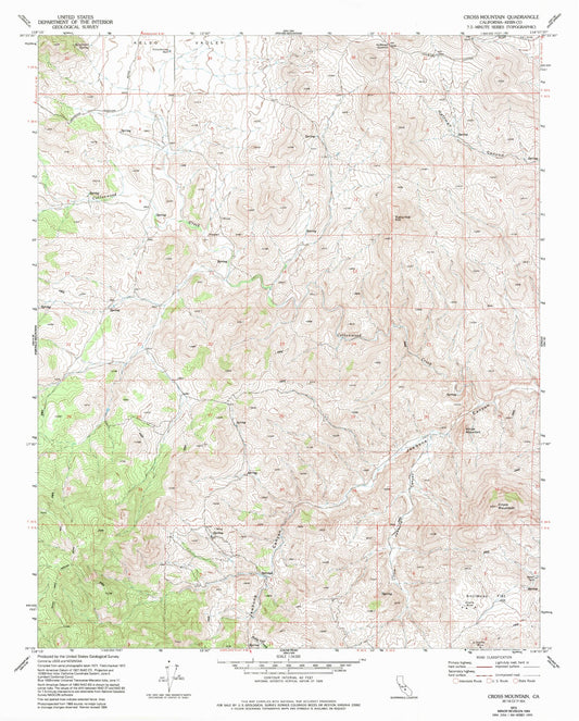 Classic USGS Cross Mountain California 7.5'x7.5' Topo Map Image