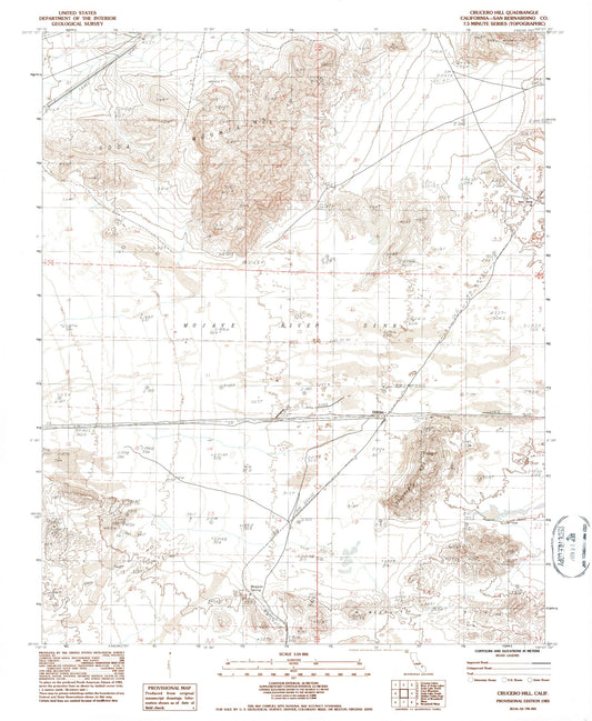 Classic USGS Crucero Hill California 7.5'x7.5' Topo Map Image