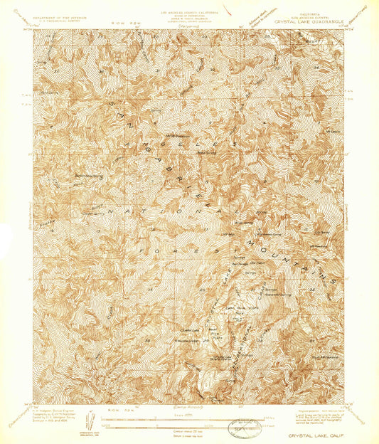 USGS Classic Crystal Lake California 7.5'x7.5' Topo Map Image