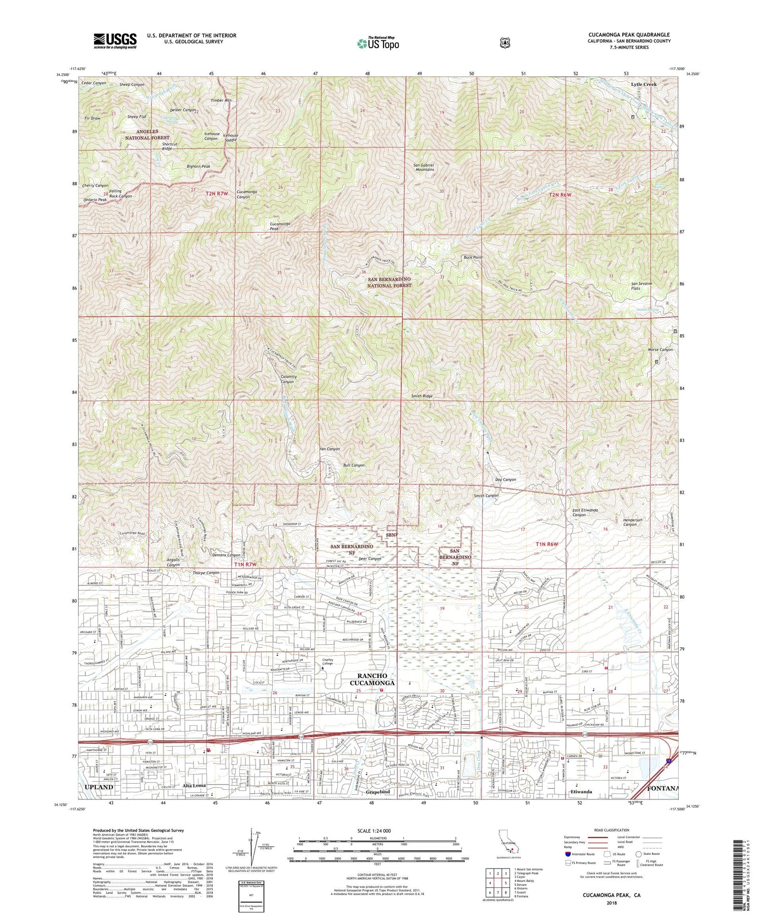 Cucamonga Peak California US Topo Map Image