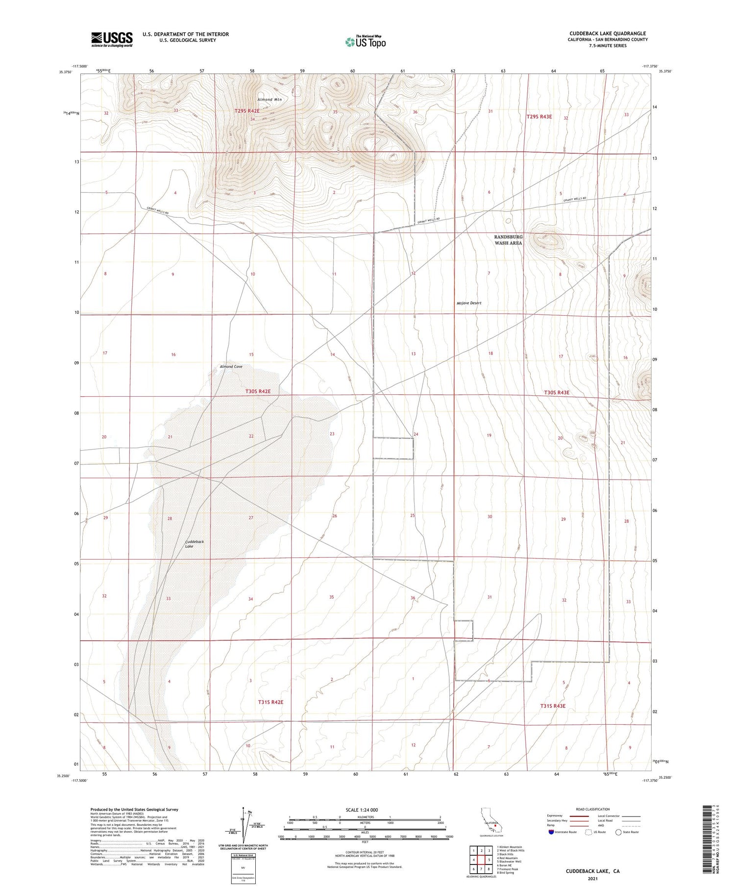 Cuddeback Lake California US Topo Map Image