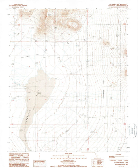 Classic USGS Cuddeback Lake California 7.5'x7.5' Topo Map Image