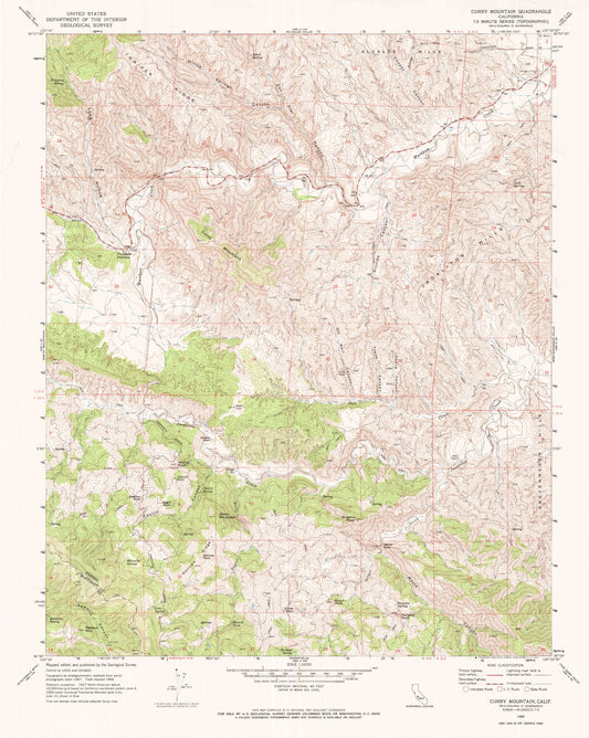 Classic USGS Curry Mountain California 7.5'x7.5' Topo Map Image