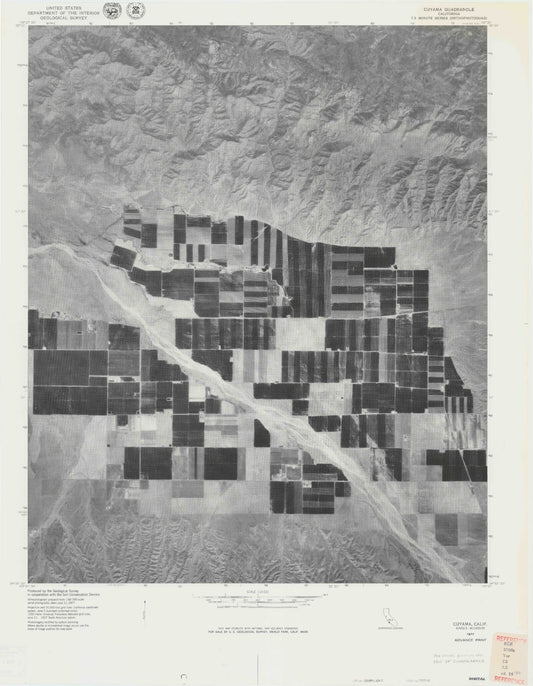 Classic USGS Cuyama California 7.5'x7.5' Topo Map Image