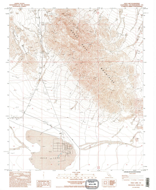 Classic USGS Dale Lake California 7.5'x7.5' Topo Map Image