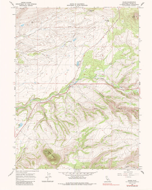 Classic USGS Dales California 7.5'x7.5' Topo Map Image