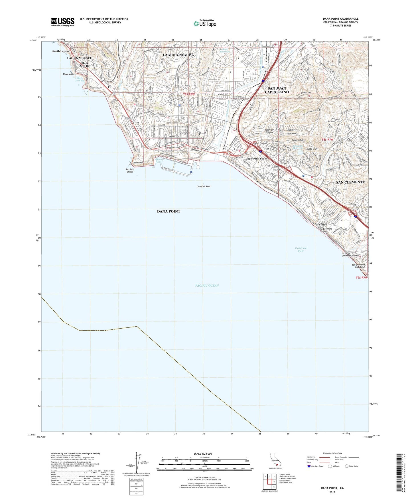 Dana Point California US Topo Map Image
