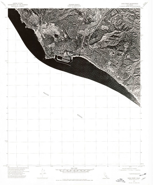 Classic USGS Dana Point California 7.5'x7.5' Topo Map Image