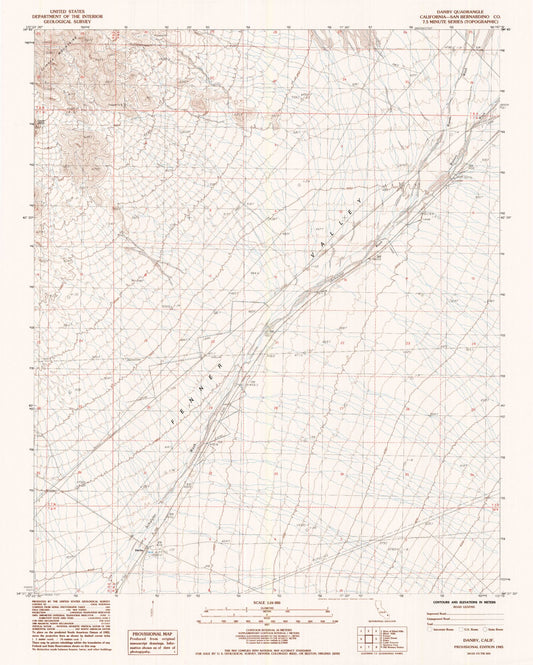 Classic USGS Danby California 7.5'x7.5' Topo Map Image