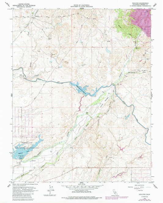 Classic USGS Daulton California 7.5'x7.5' Topo Map Image