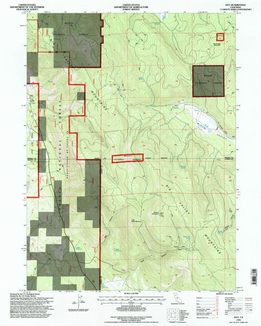 Classic USGS Day California 7.5'x7.5' Topo Map Image
