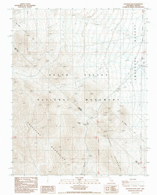 Classic USGS Daylight Pass California 7.5'x7.5' Topo Map Image