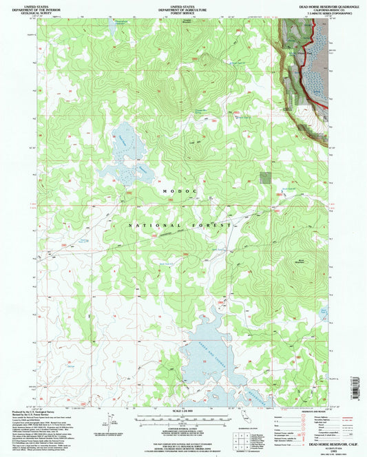 Classic USGS Dead Horse Reservoir California 7.5'x7.5' Topo Map Image