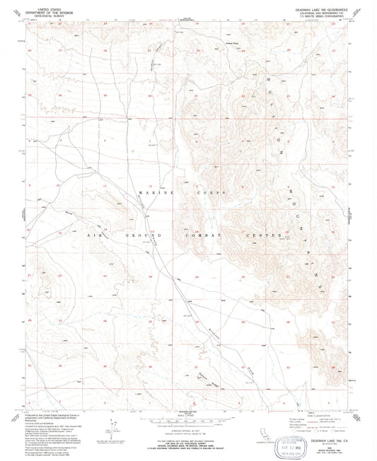 Classic USGS Deadman Lake NW California 7.5'x7.5' Topo Map Image