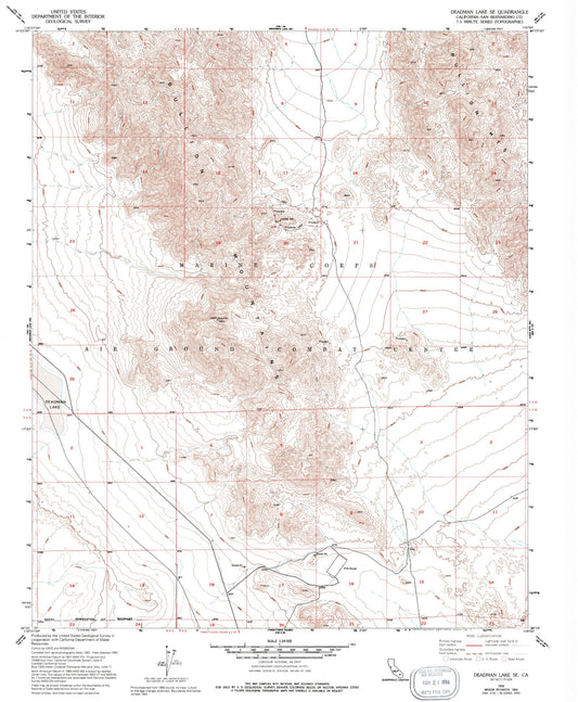 Classic USGS Deadman Lake SE California 7.5'x7.5' Topo Map Image