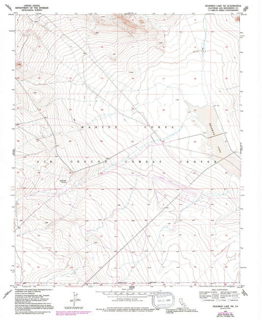 Classic USGS Deadman Lake SW California 7.5'x7.5' Topo Map Image