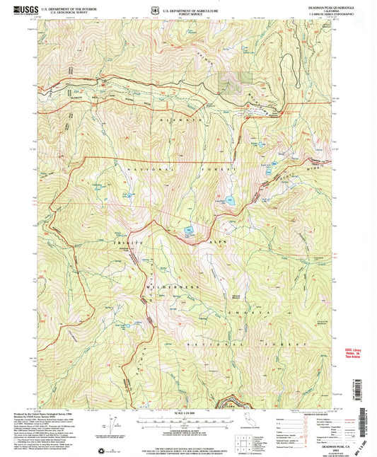 Classic USGS Deadman Peak California 7.5'x7.5' Topo Map Image