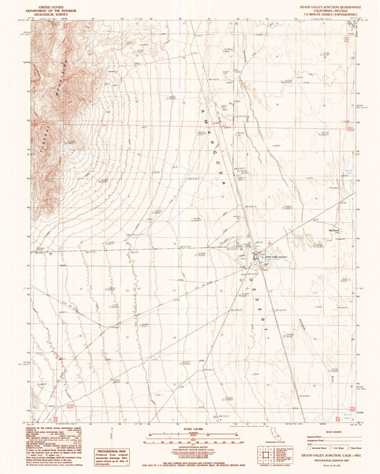 Classic USGS Death Valley Junction California 7.5'x7.5' Topo Map Image