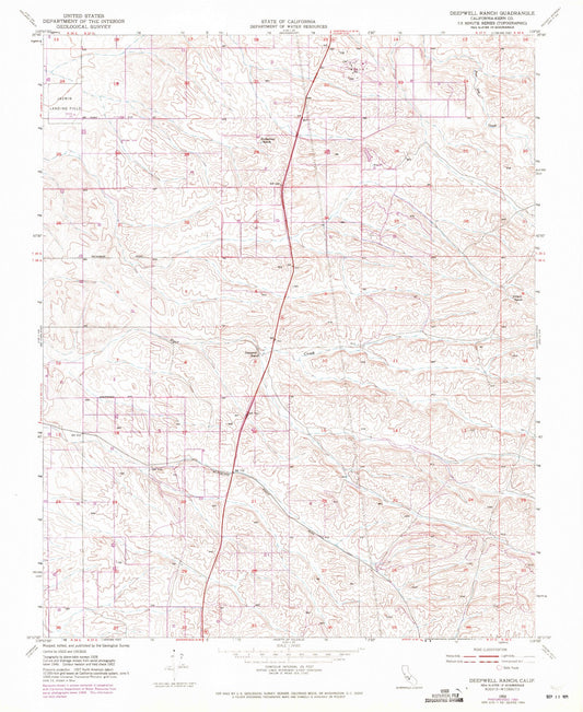 Classic USGS Deepwell Ranch California 7.5'x7.5' Topo Map Image