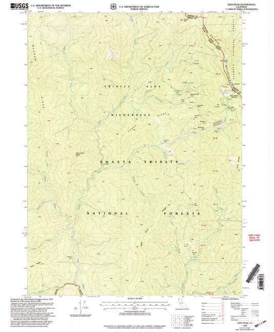 Classic USGS Dees Peak California 7.5'x7.5' Topo Map Image