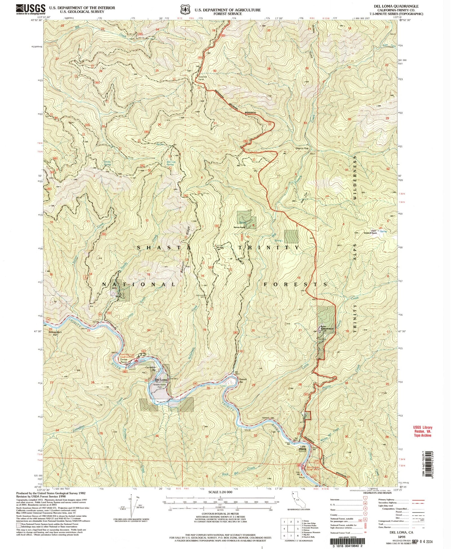 Classic USGS Del Loma California 7.5'x7.5' Topo Map Image