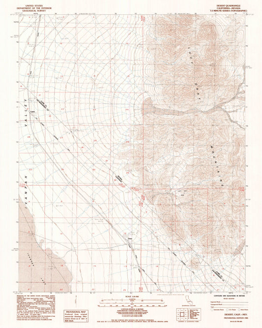 Classic USGS Desert California 7.5'x7.5' Topo Map Image