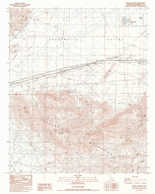 Classic USGS Desert Center California 7.5'x7.5' Topo Map Image