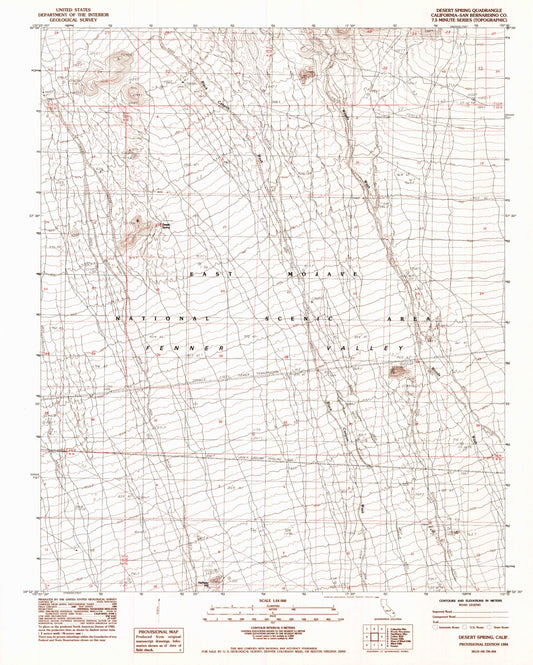 Classic USGS Desert Spring California 7.5'x7.5' Topo Map Image