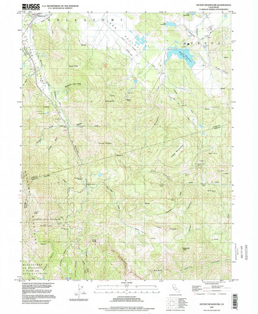 Classic USGS Detert Reservoir California 7.5'x7.5' Topo Map Image