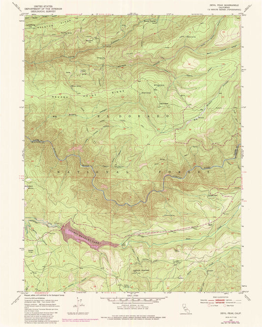 Classic USGS Devil Peak California 7.5'x7.5' Topo Map Image
