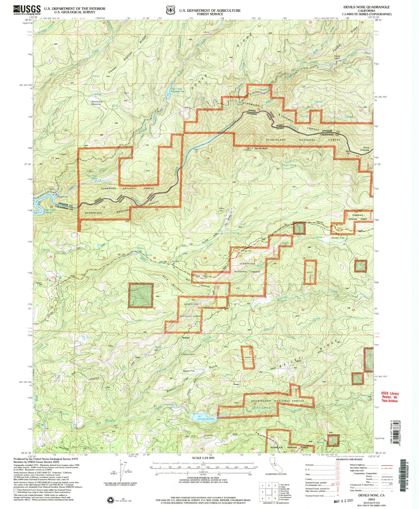 Classic USGS Devils Nose California 7.5'x7.5' Topo Map Image