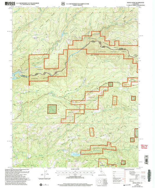 Classic USGS Devils Nose California 7.5'x7.5' Topo Map Image