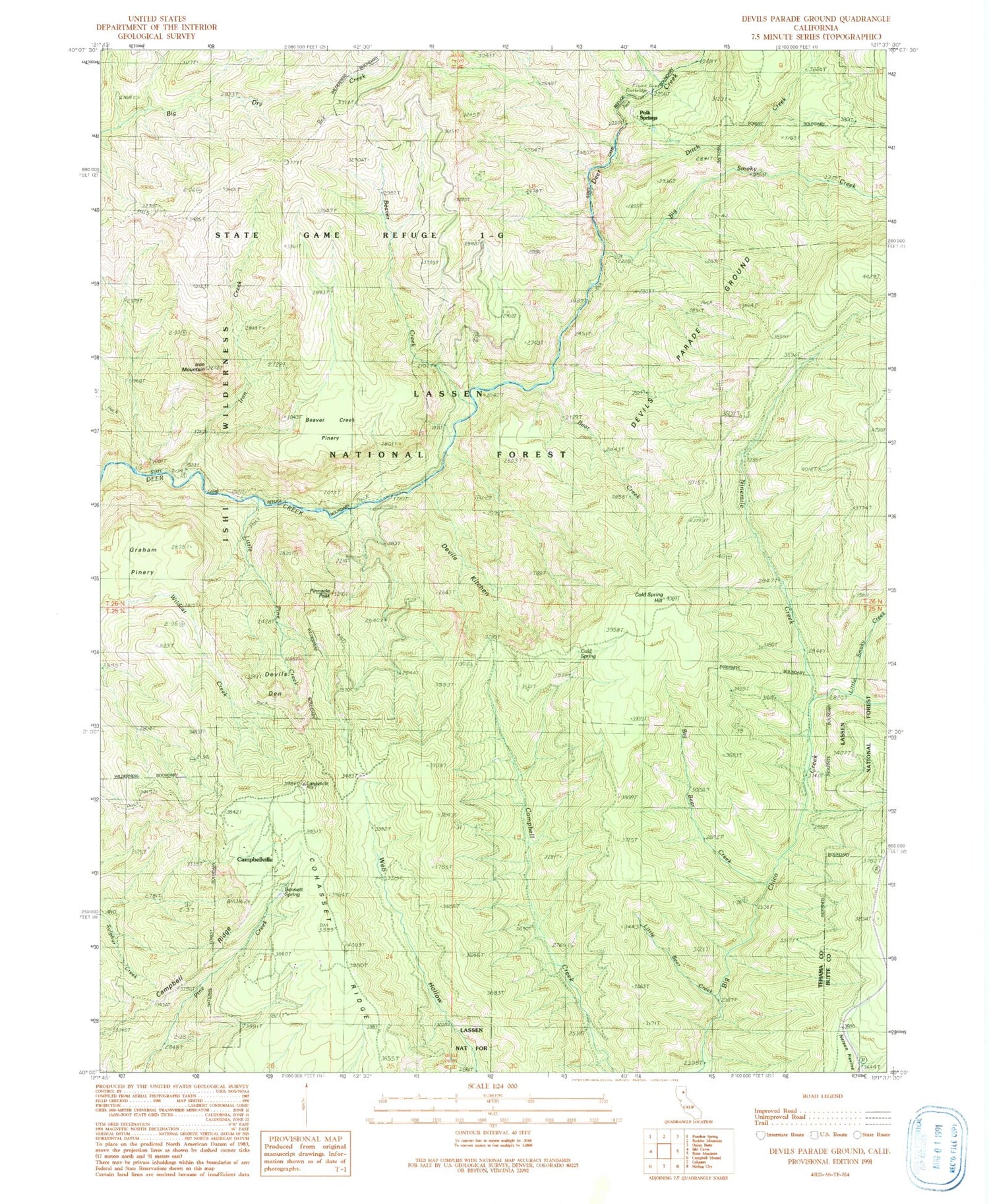 Classic USGS Devils Parade Ground California 7.5'x7.5' Topo Map Image