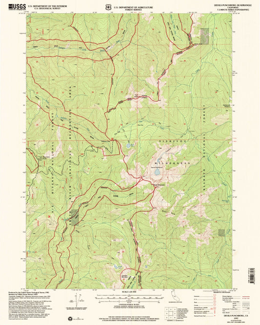 Classic USGS Devils Punchbowl California 7.5'x7.5' Topo Map Image