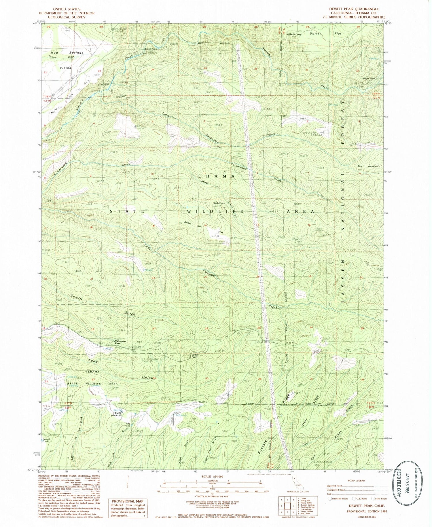 Classic USGS Dewitt Peak California 7.5'x7.5' Topo Map Image