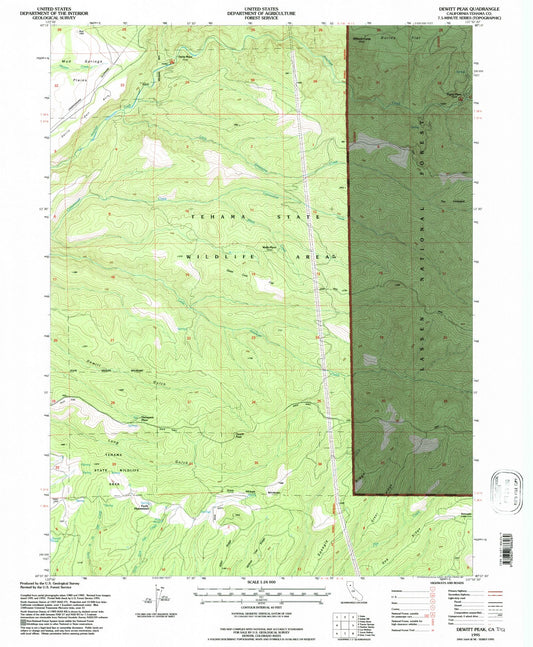 Classic USGS Dewitt Peak California 7.5'x7.5' Topo Map Image