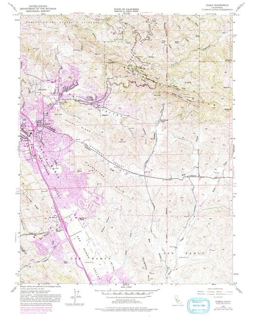 Classic USGS Diablo California 7.5'x7.5' Topo Map Image