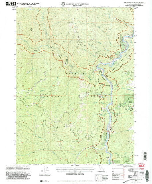 Classic USGS Dillon Mountain California 7.5'x7.5' Topo Map Image