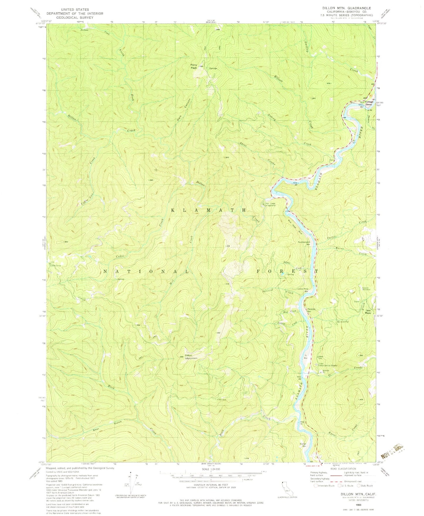 Classic USGS Dillon Mountain California 7.5'x7.5' Topo Map Image