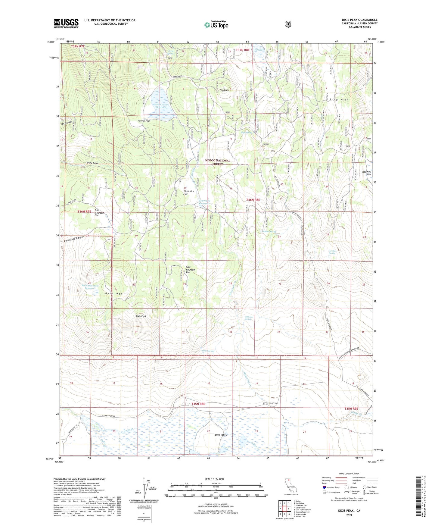 Dixie Peak California US Topo Map Image