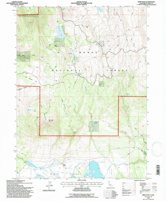 Classic USGS Dixie Peak California 7.5'x7.5' Topo Map Image