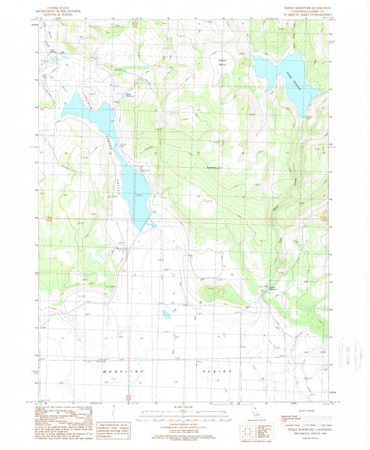 Classic USGS Dodge Reservoir California 7.5'x7.5' Topo Map Image