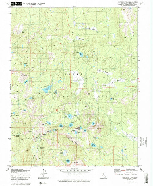 USGS Classic Dogtooth Peak California 7.5'x7.5' Topo Map Image