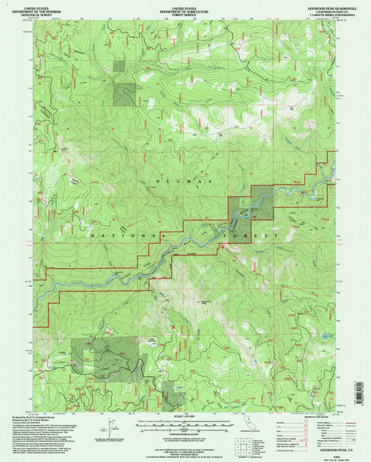 Classic USGS Dogwood Peak California 7.5'x7.5' Topo Map Image