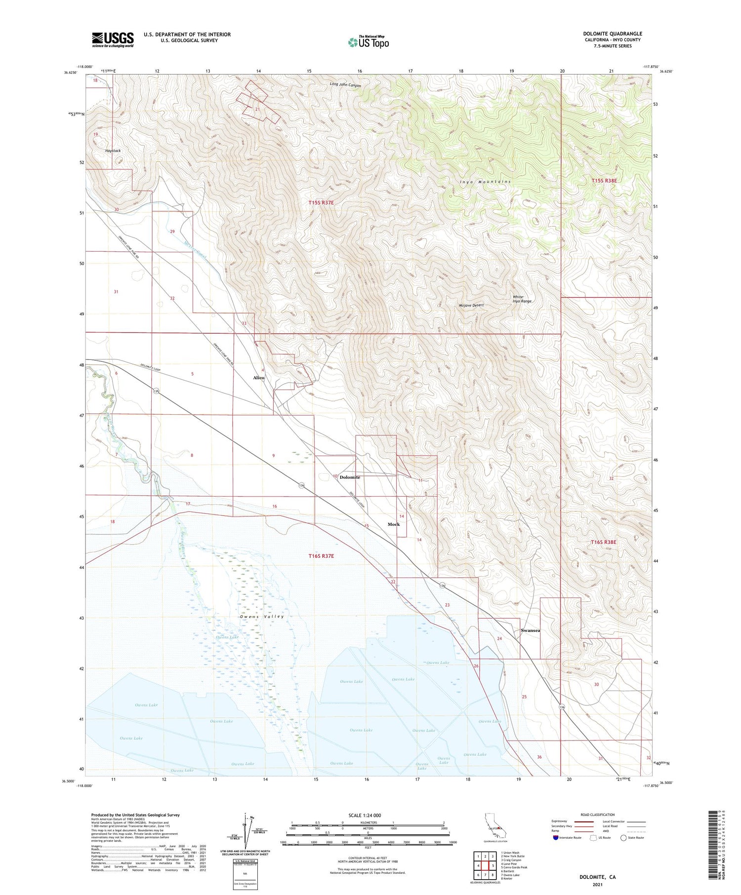 Dolomite California US Topo Map Image