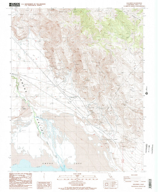 Classic USGS Dolomite California 7.5'x7.5' Topo Map Image