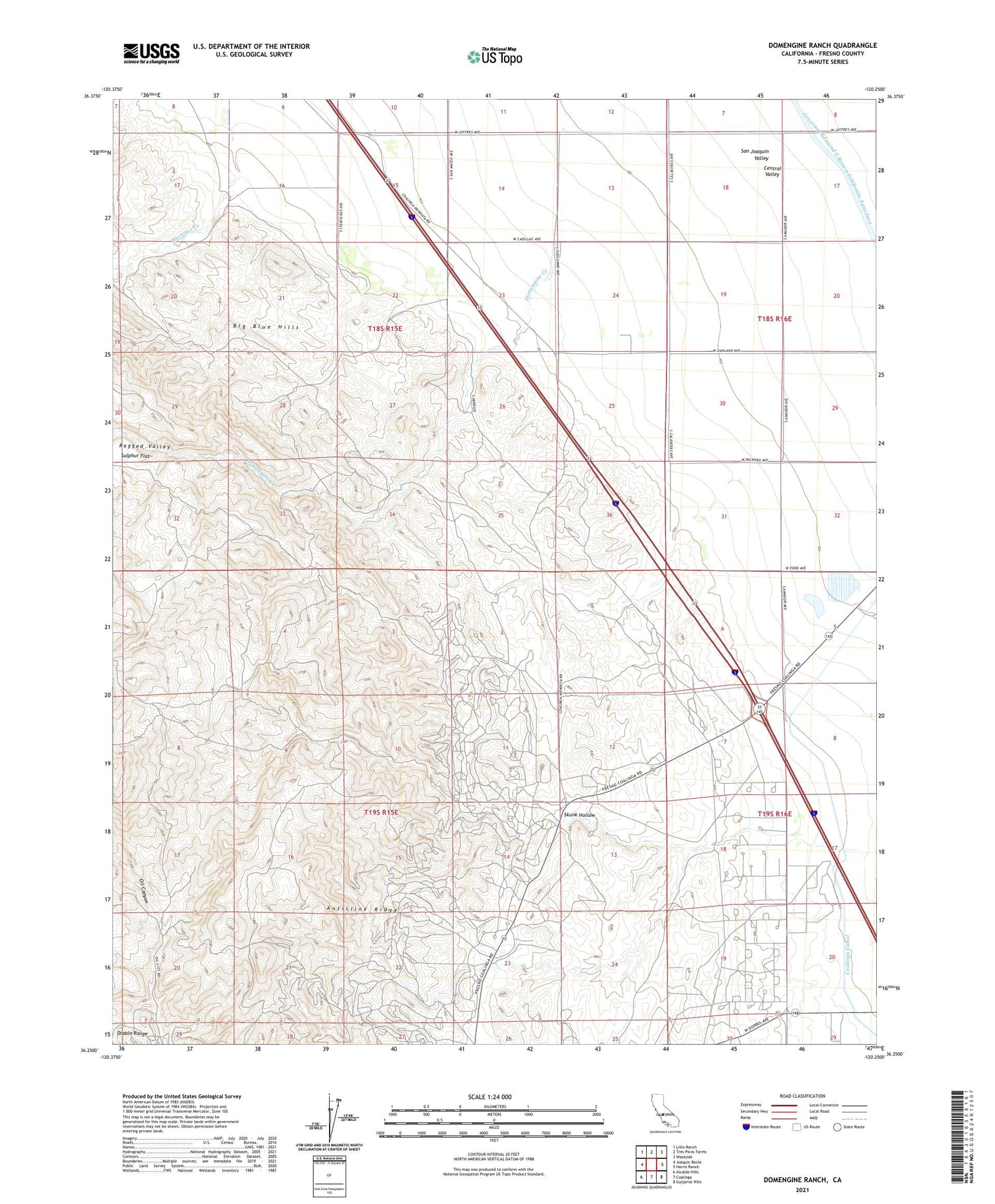 Domengine Ranch California US Topo Map Image