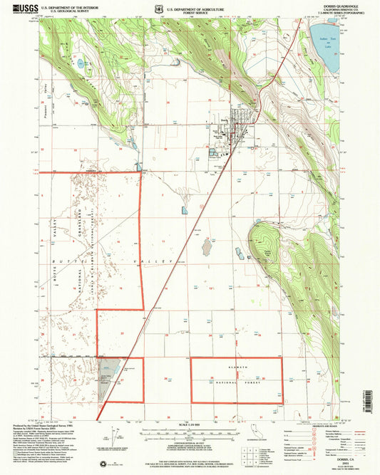 Classic USGS Dorris California 7.5'x7.5' Topo Map Image