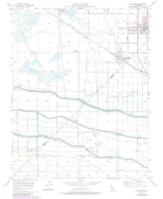 Classic USGS Dos Palos California 7.5'x7.5' Topo Map Image