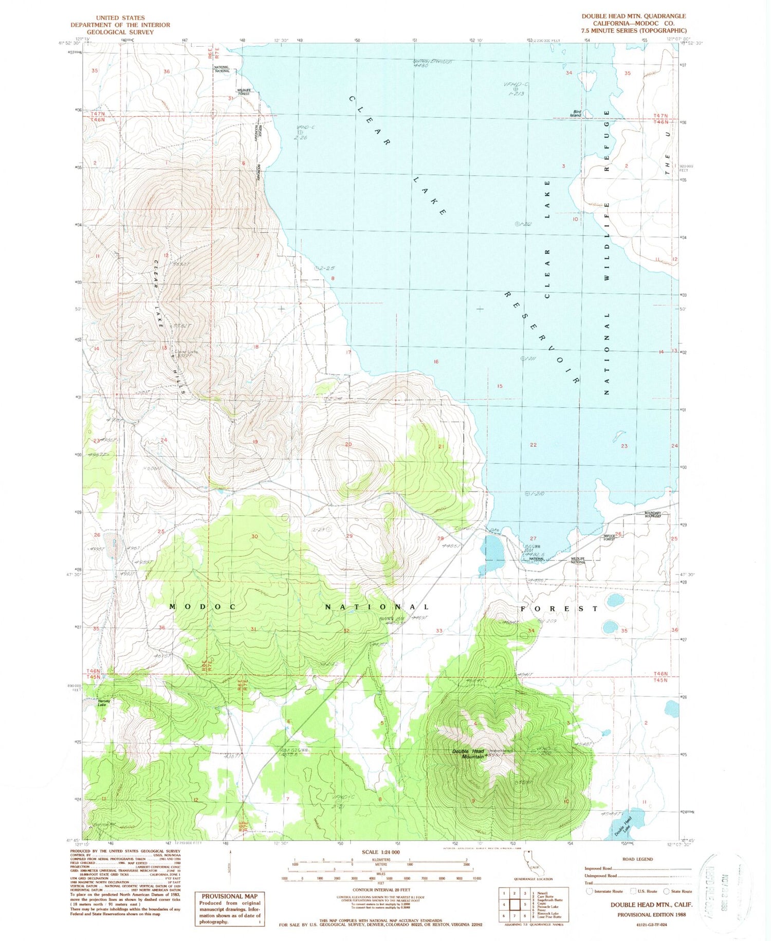 Classic USGS Double Head Mountain California 7.5'x7.5' Topo Map Image